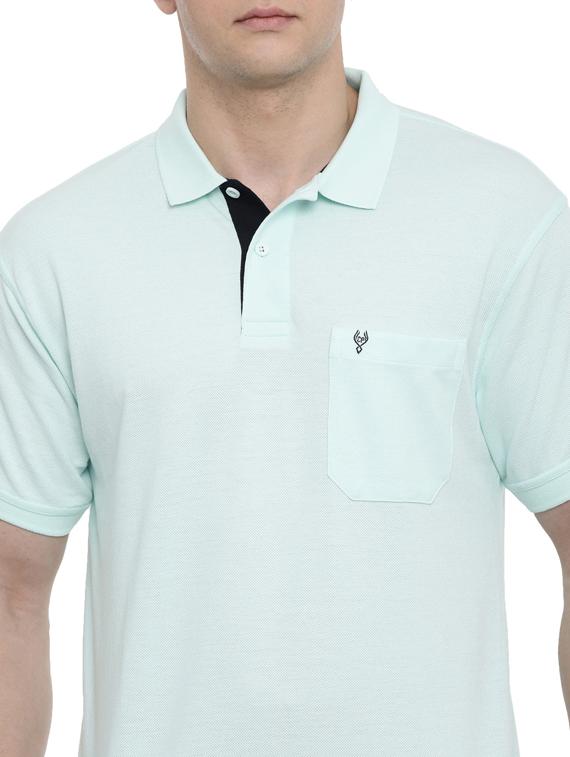 light blue solid polo t-shirt - 17420166 - Standard Image - 4