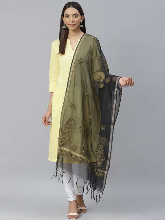 black chikankari dupatta