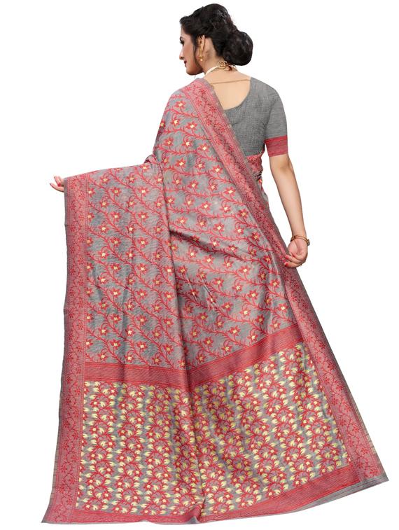 floral jamdani saree with blouse - 17421597 - Standard Image - 1