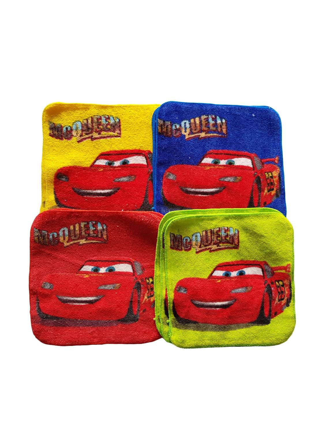 cars printed cotton face towels for kids (pack of 12)