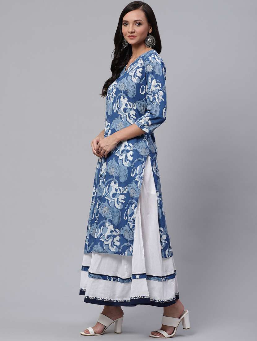 women floral printed kurta skirt set - 17423299 -  Standard Image - 1