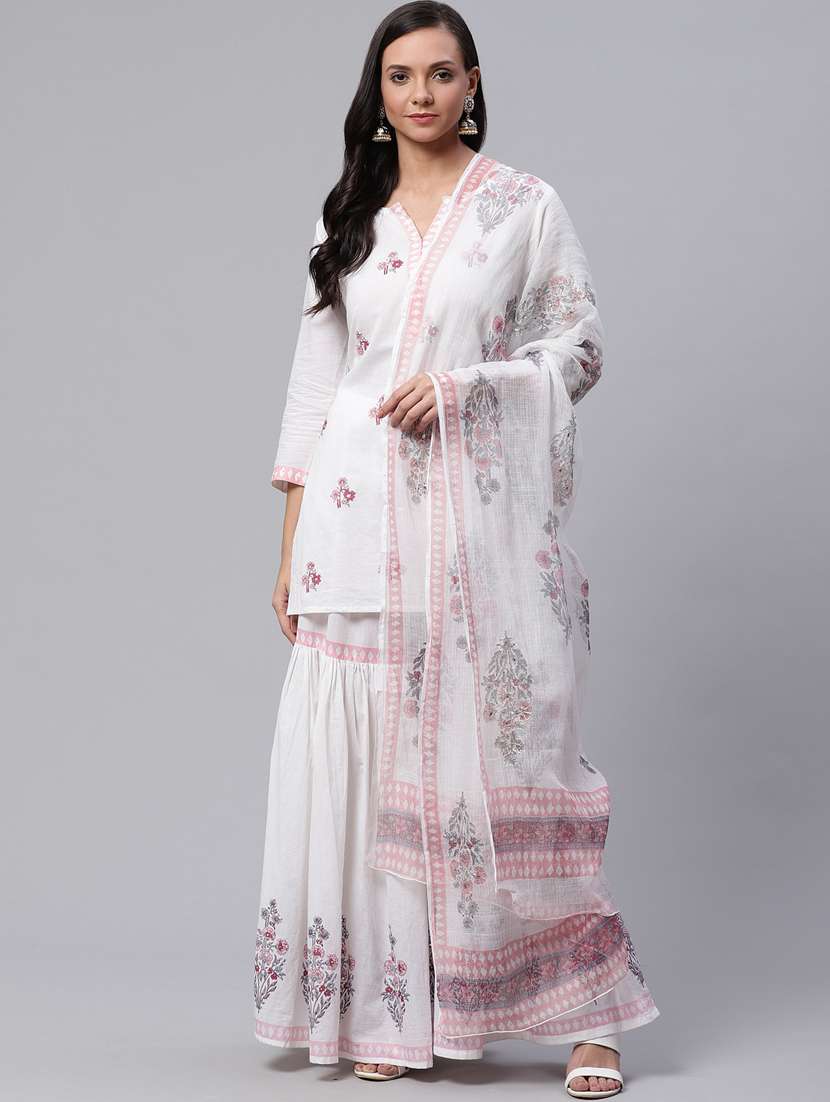 women kurta sharara set with dupatta