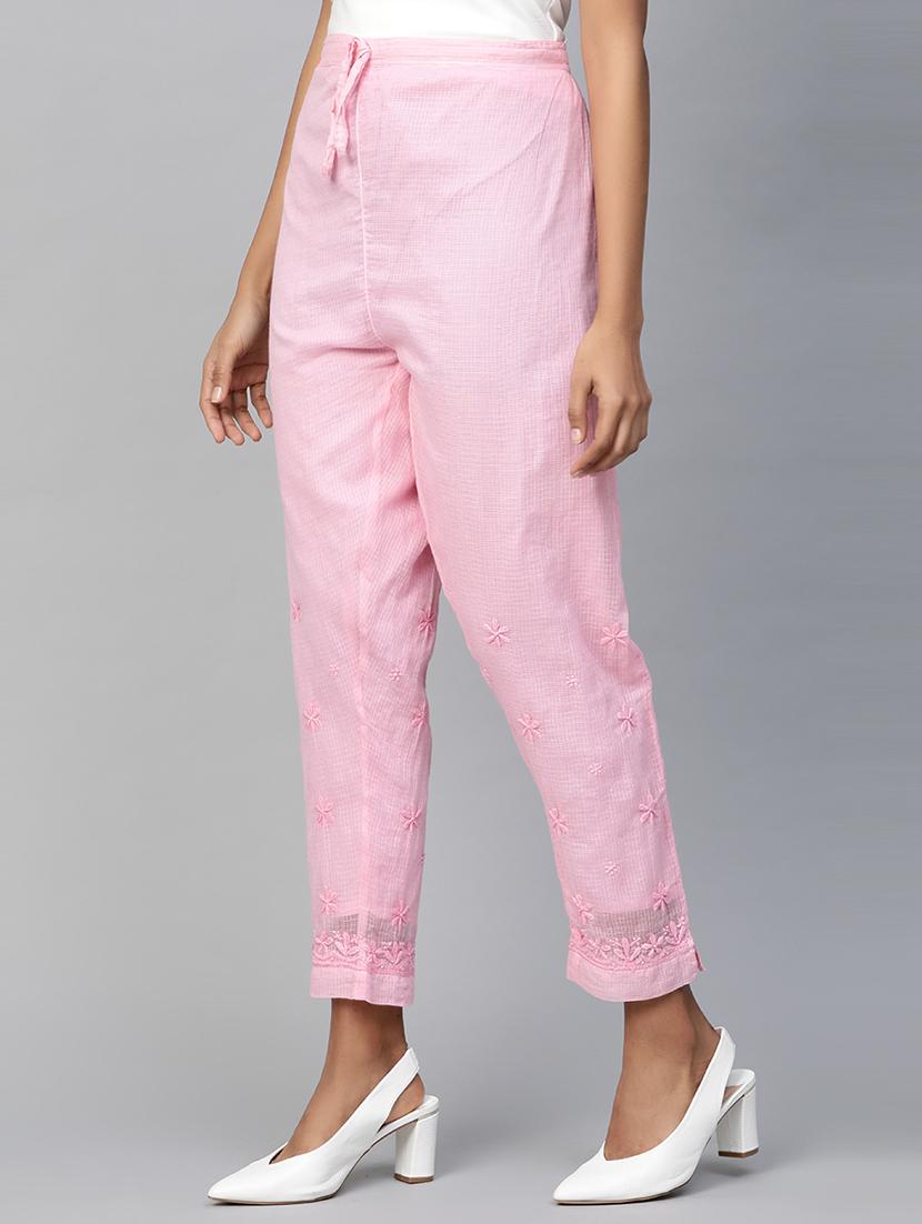 embroidered hem straight tapered pant - 17423613 - Standard Image - 1