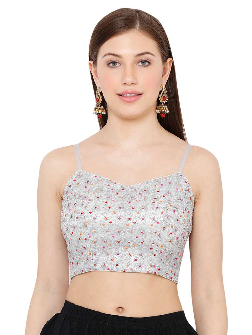 silver net embroidered blouse