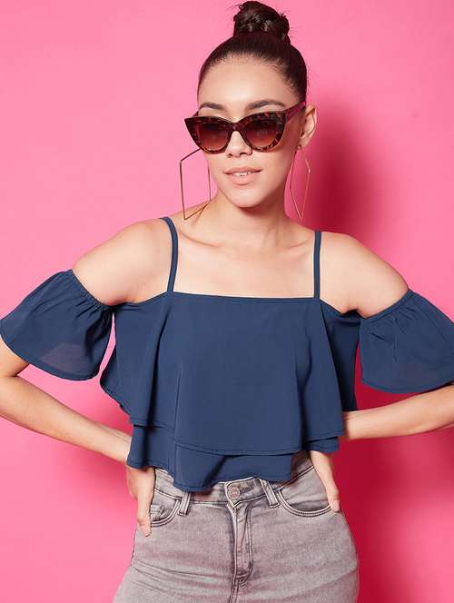 women's crop shoulder strap top - 17424500 - Standard Image - 0