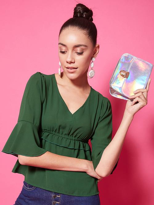 women's peplum v neck top - 17424502 -  Standard Image - 0