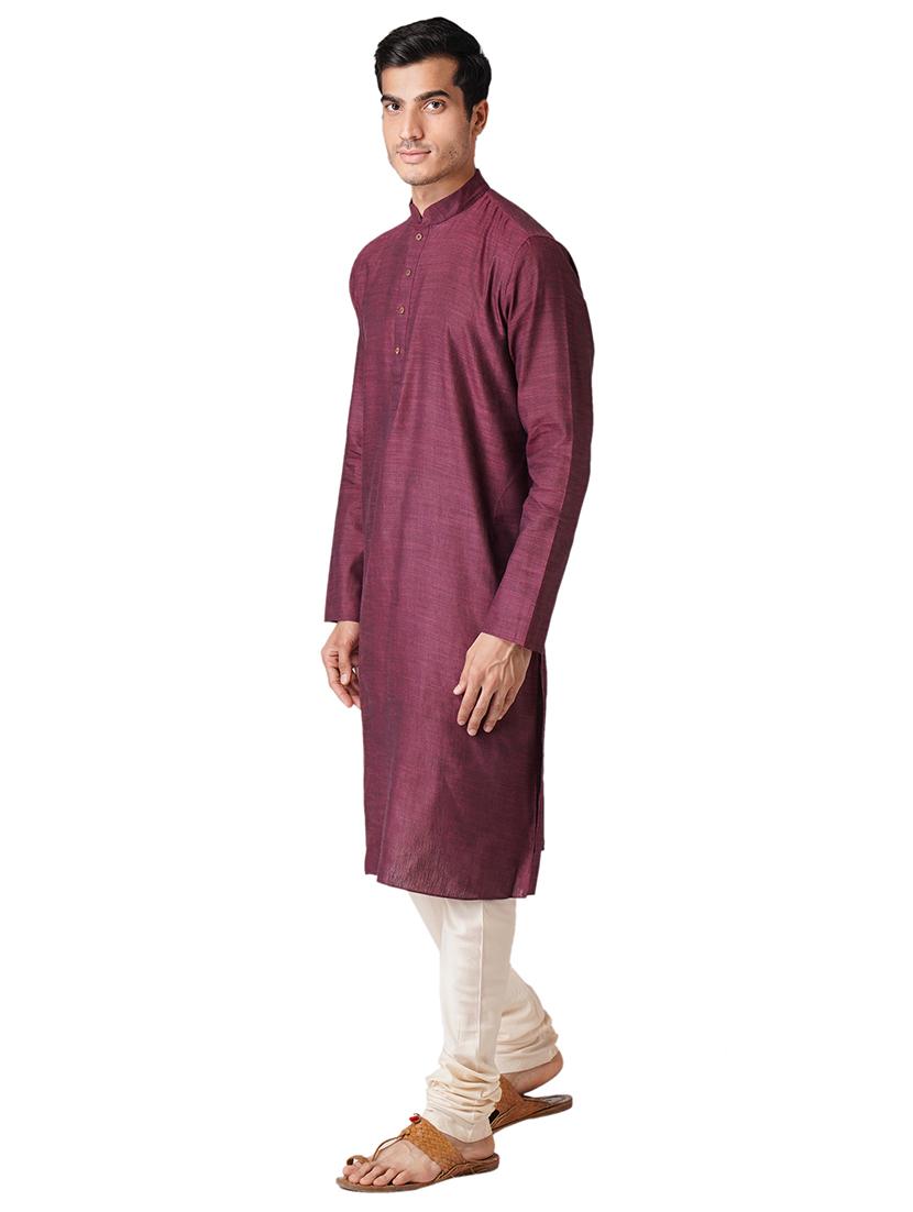 wine cotton kurta pyjama ethnic wear set - 17424573 -  Standard Image - 1