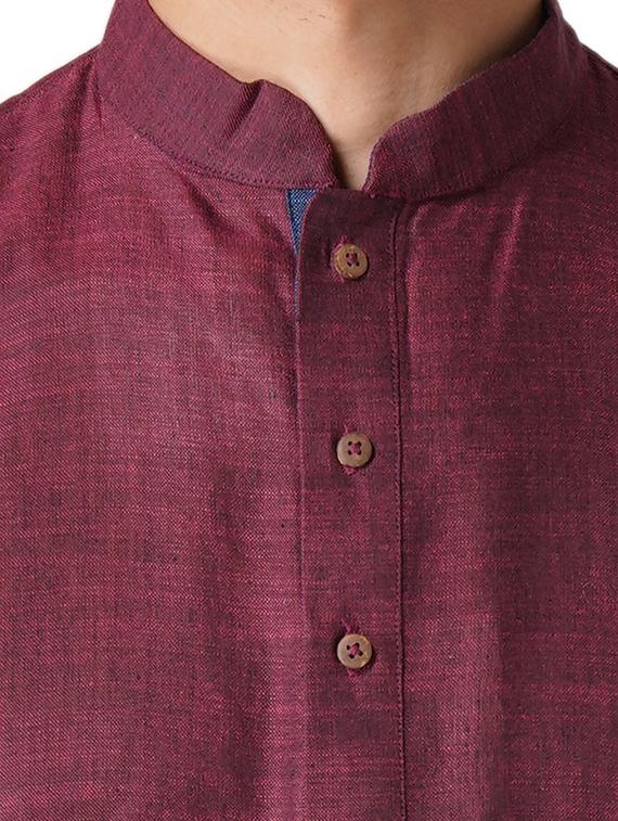wine cotton kurta pyjama ethnic wear set - 17424573 - Standard Image - 4