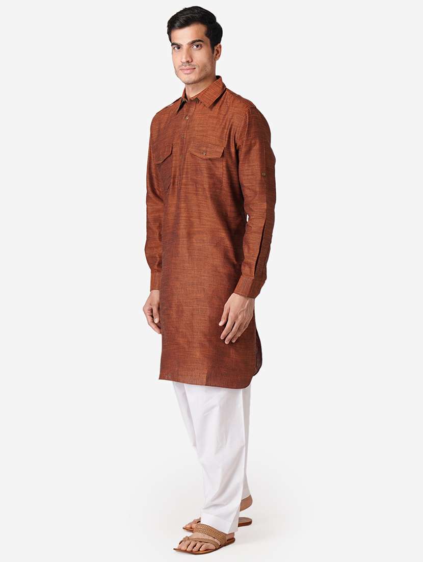 rust cotton kurta pyjama ethnic wear set - 17424579 -  Standard Image - 1