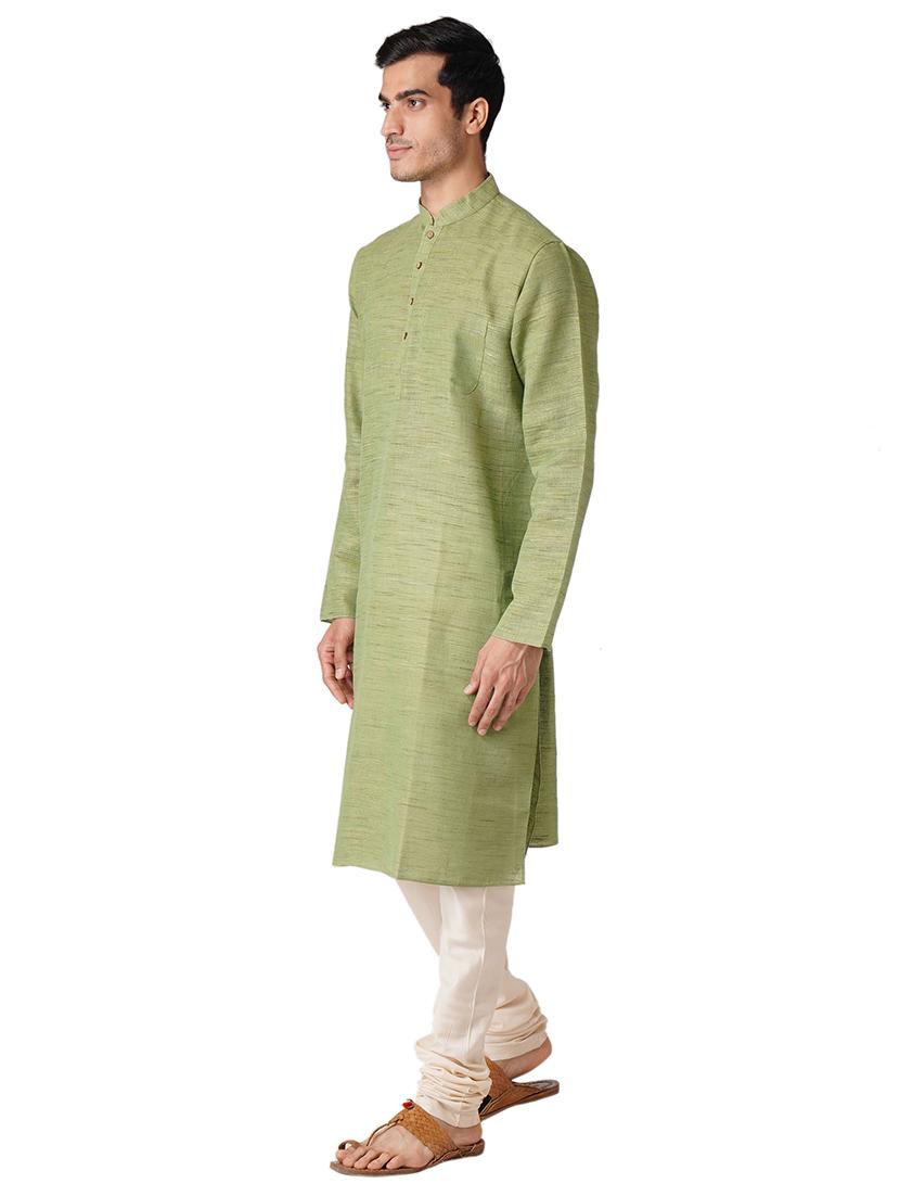 green cotton kurta pyjama ethnic wear set - 17424581 -  Standard Image - 1