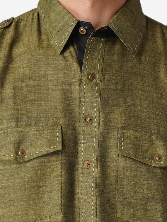 green cotton kurta pyjama ethnic wear set - 17424582 - Standard Image - 4
