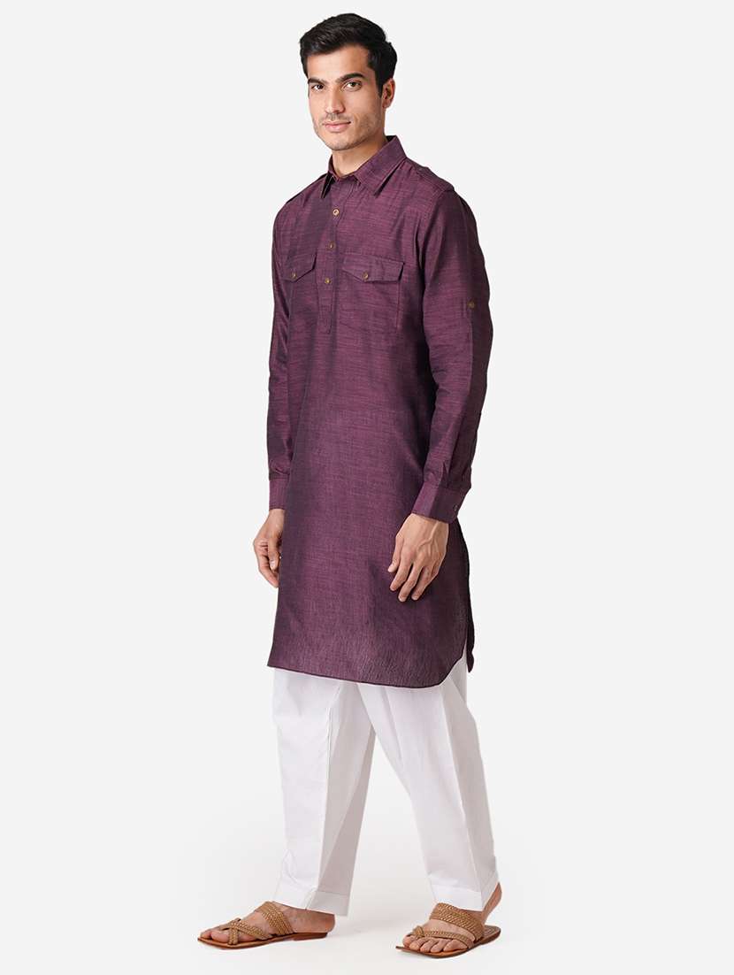 purple cotton kurta pyjama ethnic wear set - 17424583 -  Standard Image - 1