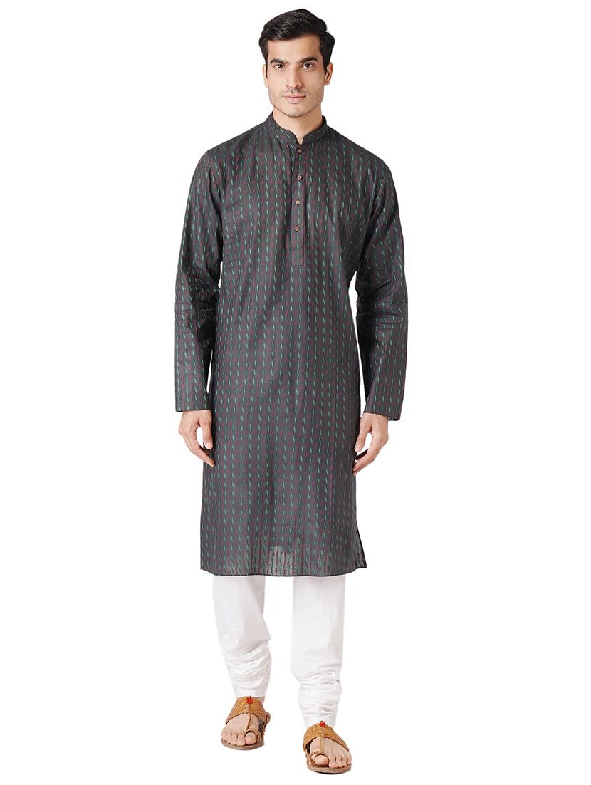 black cotton kurta pyjama ethnic wear set - 17424593 -  Zoom Image - 0