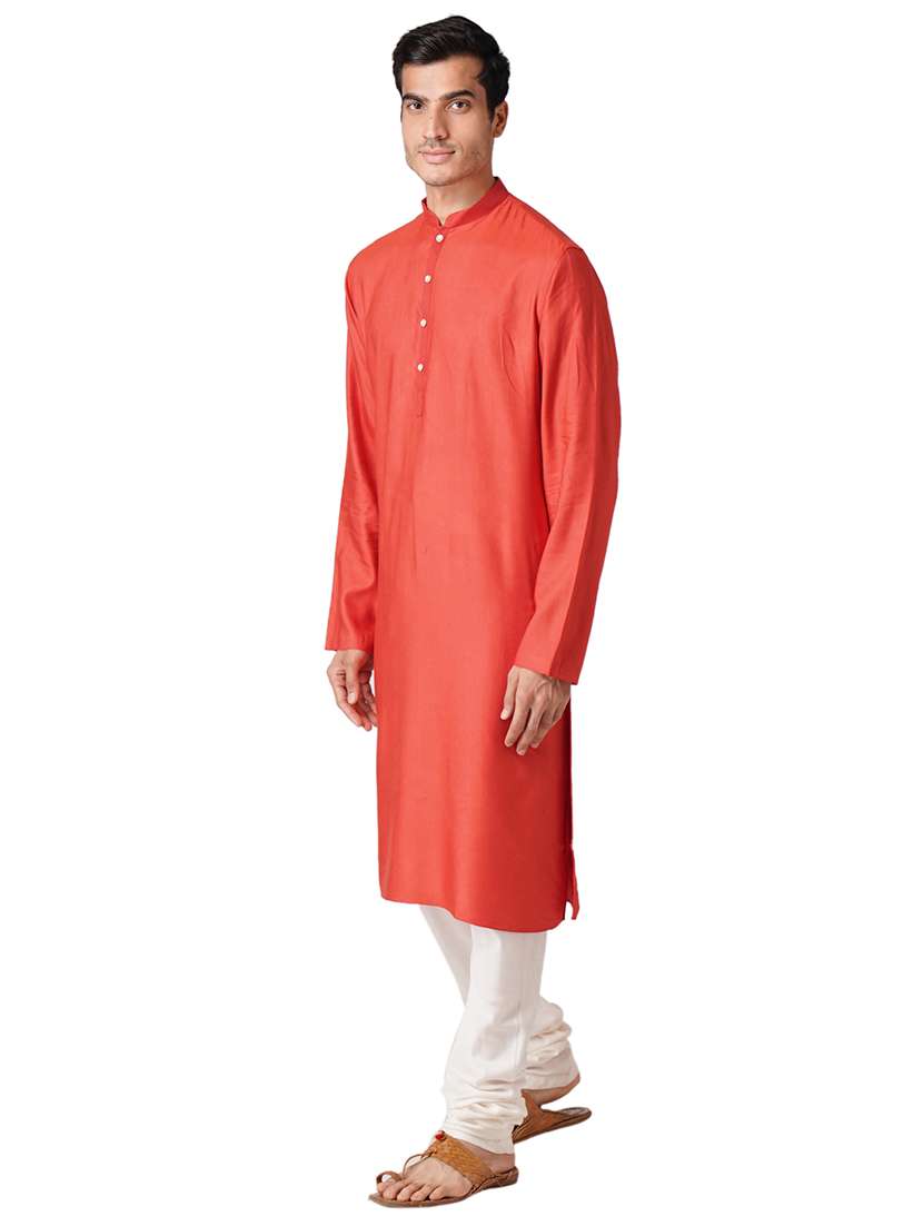 red silk blend kurta pyjama ethnic wear set - 17424597 -  Standard Image - 1