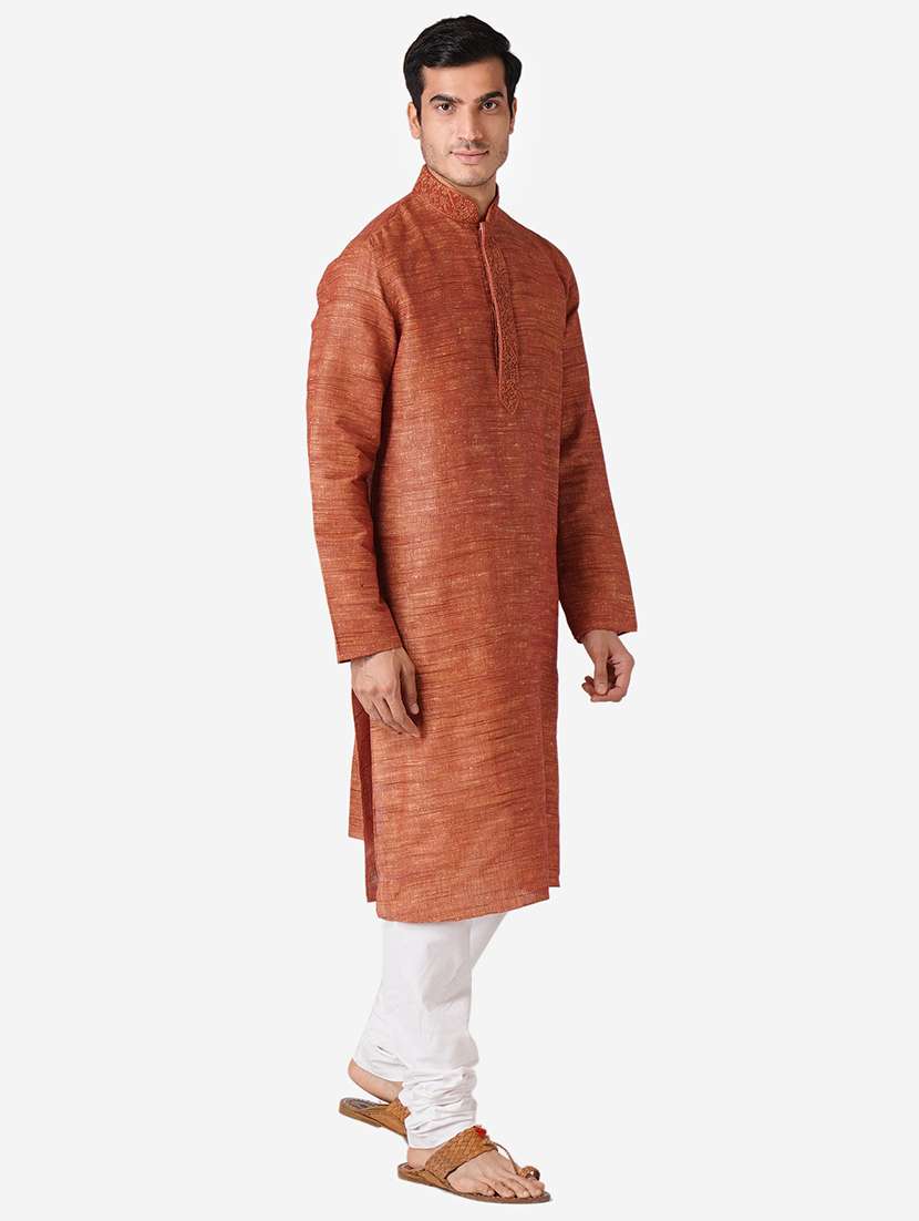 rust cotton kurta pyjama ethnic wear set - 17424603 -  Standard Image - 1