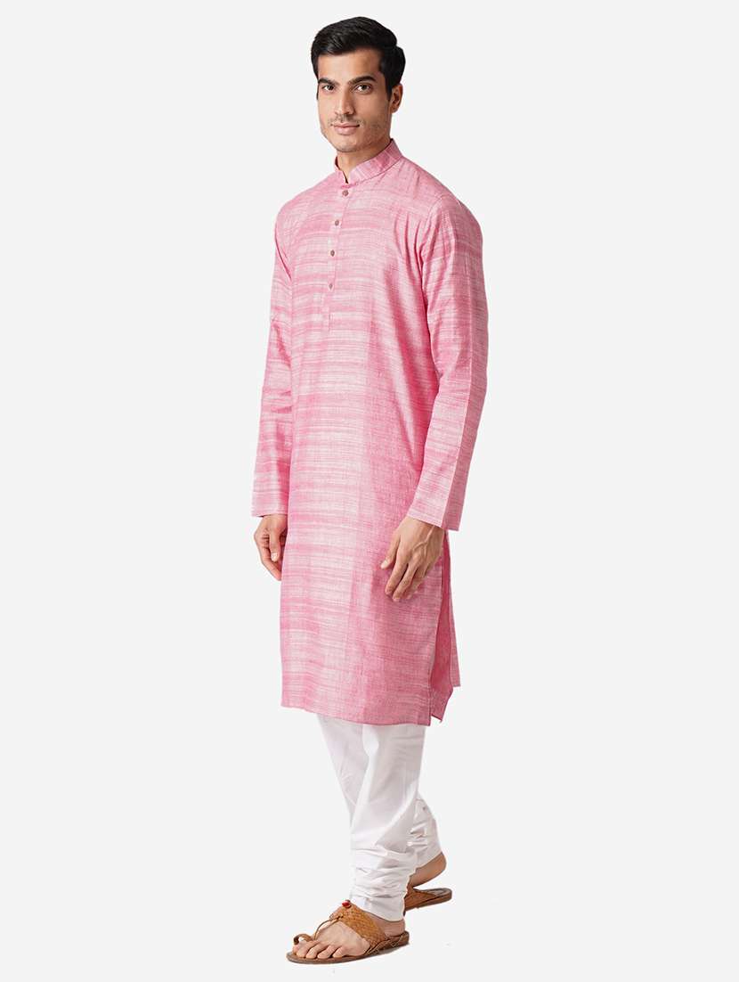 pink solid woven long kurta - 17424619 -  Standard Image - 1