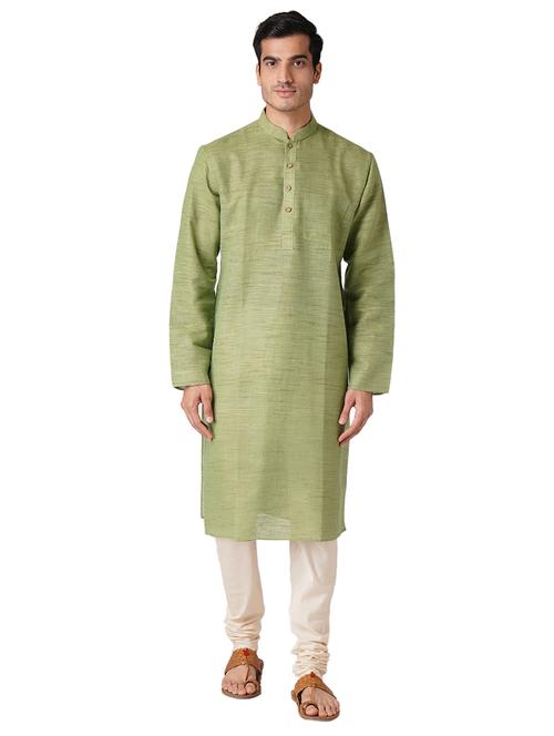 olive green solid woven long kurta - 17424628 -  Standard Image - 0