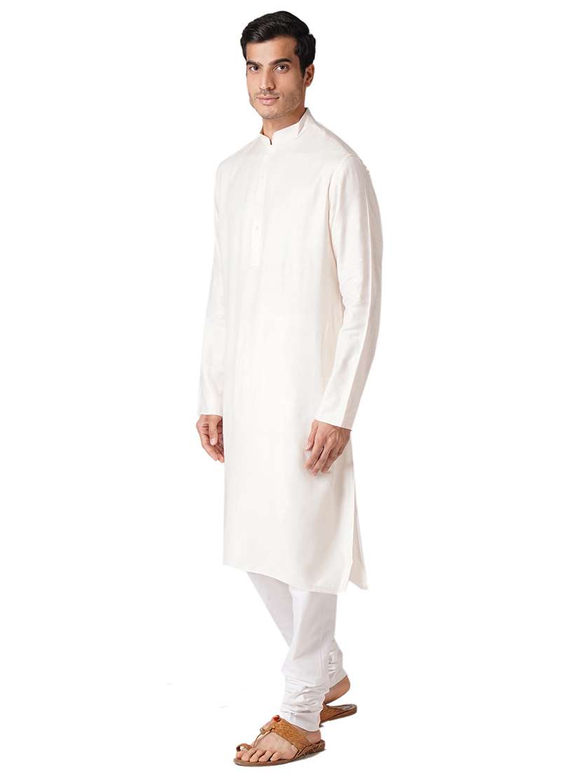 men self design mandarin neck long kurta - 17424635 -  Standard Image - 1
