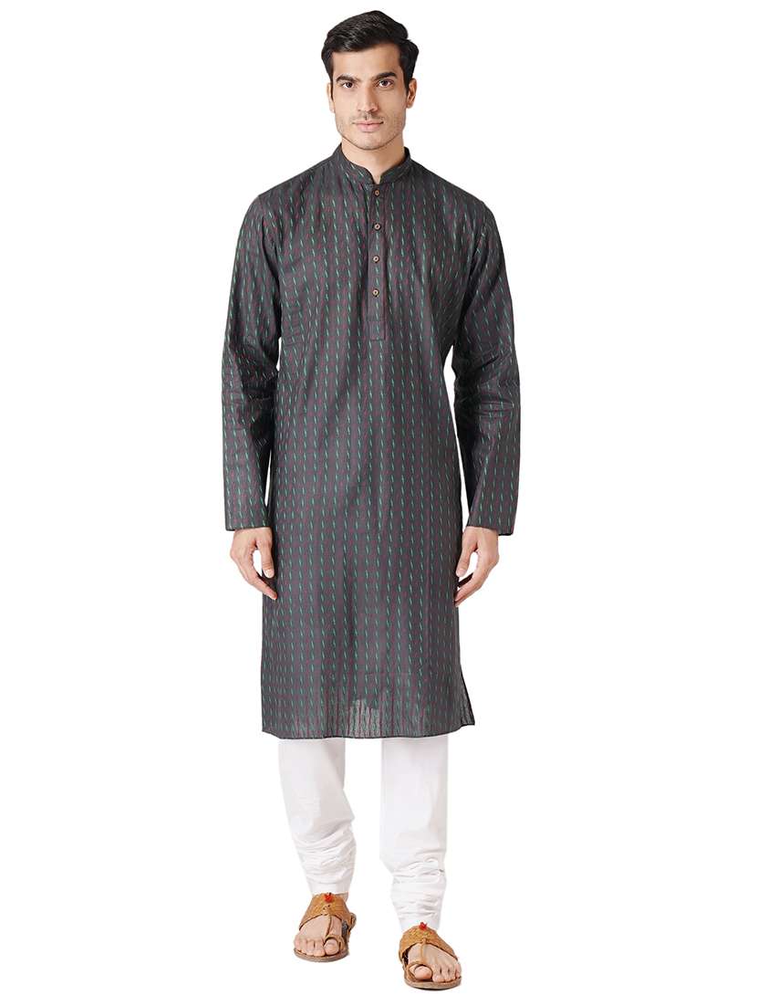 black self design long kurta