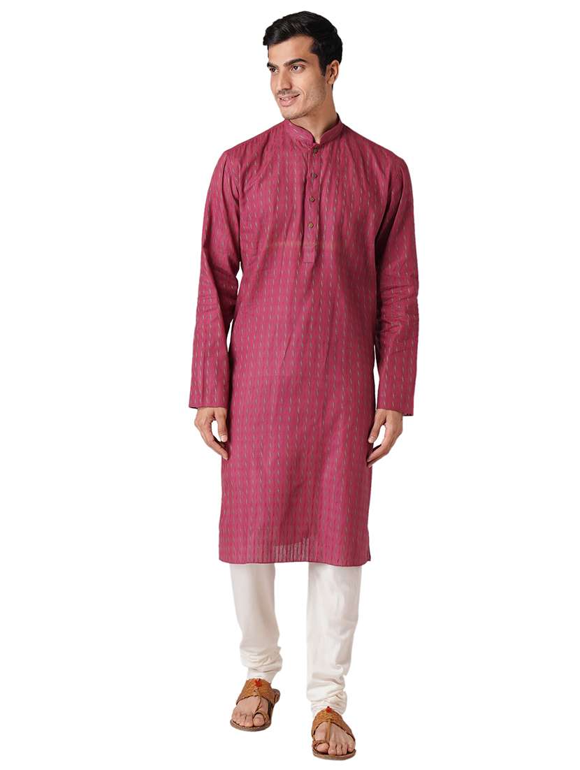 maroon self design long kurta - 17424643 -  Zoom Image - 0