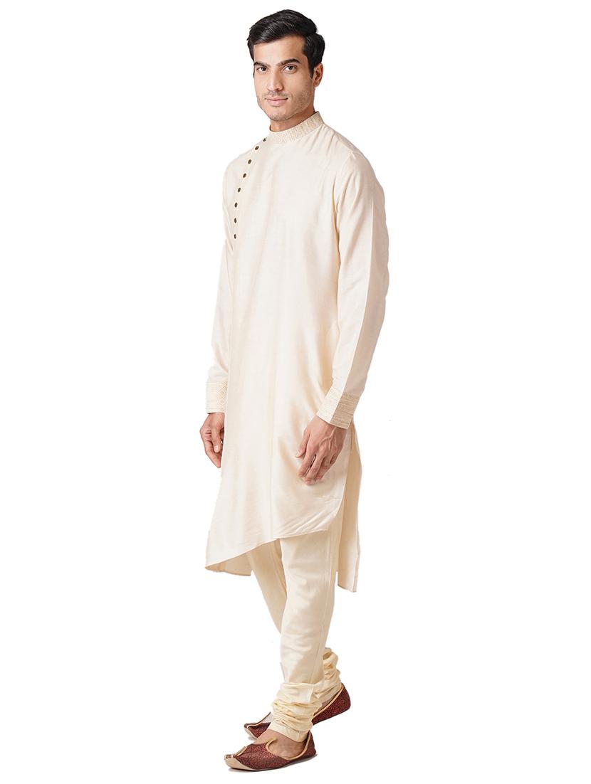cream solid asymmetric kurta - 17424651 -  Standard Image - 1