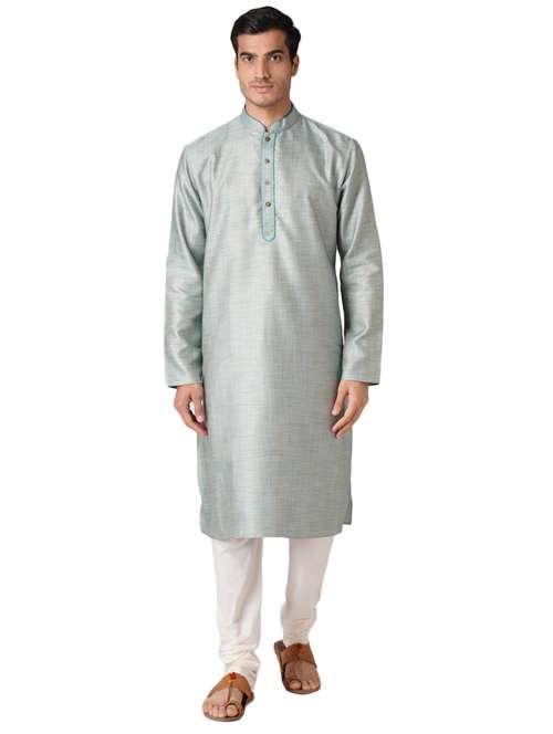 blue solid long kurta - 17424655 - Standard Image - 0