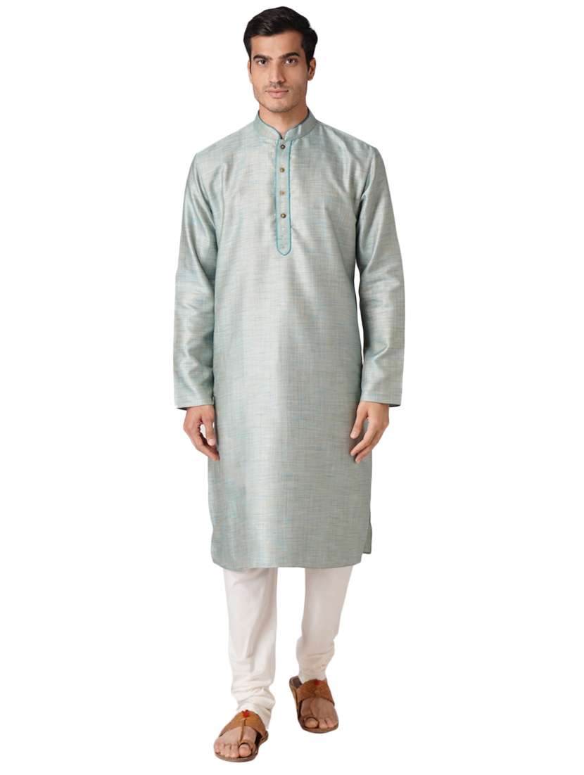 blue solid long kurta - 17424655 - Zoom Image - 0