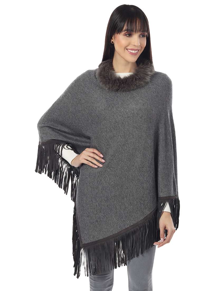 grey acrylic poncho