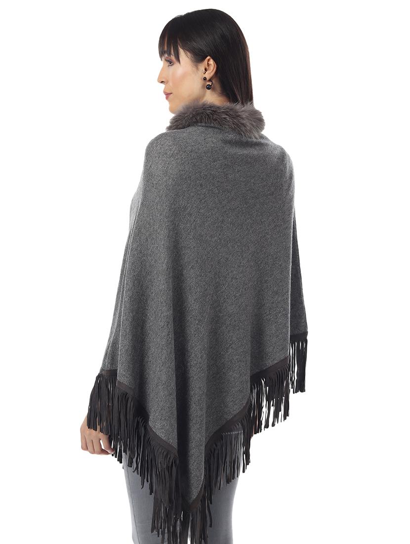 grey acrylic poncho - 17425150 - Standard Image - 1