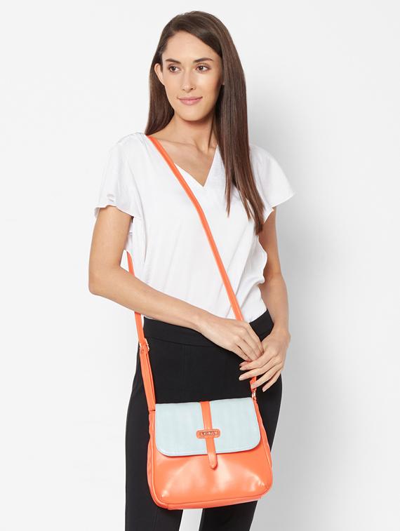 orange leatherette (pu) sling bag - 17425214 - Standard Image - 4
