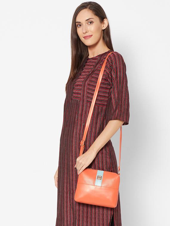 orange leatherette (pu) sling bag - 17425224 - Standard Image - 4