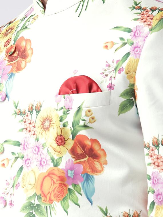 off white floral print sherwani set - 17425285 - Standard Image - 4