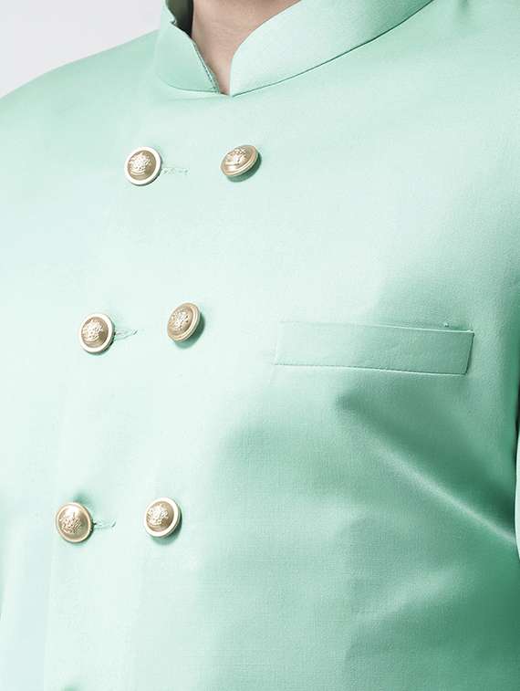 sea green solid sherwani set - 17425320 - Standard Image - 4