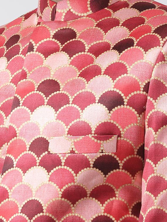 red printed sherwani set - 17425324 - Standard Image - 4