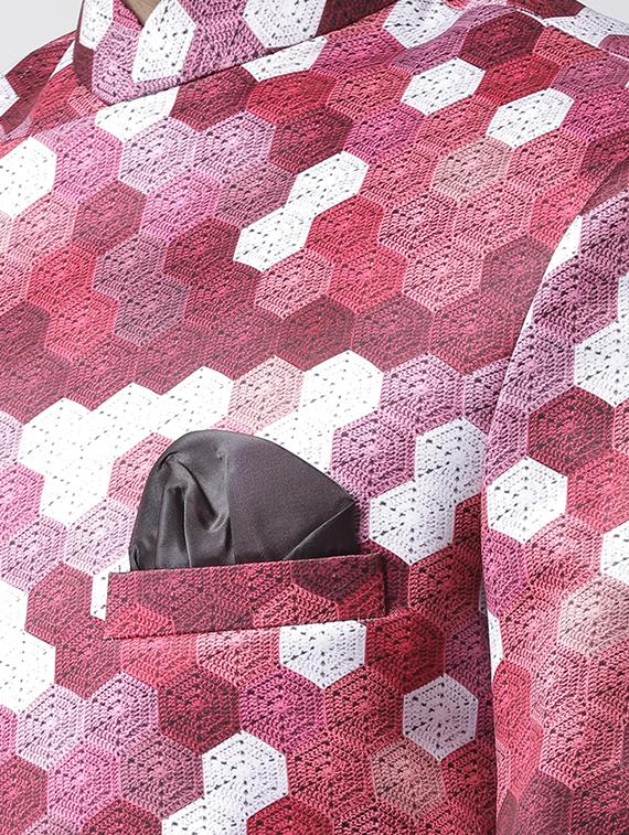 maroon printed sherwani set - 17425325 - Standard Image - 4