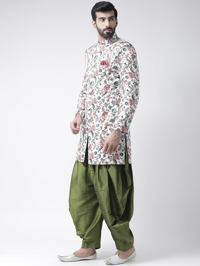 off white floral sherwani set - 17425327 - Standard Image - 1