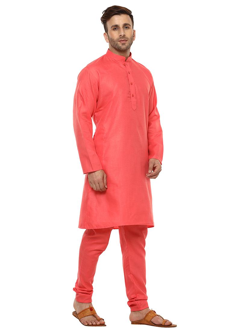 coral solid kurta pyjama set - 17425362 - Standard Image - 1