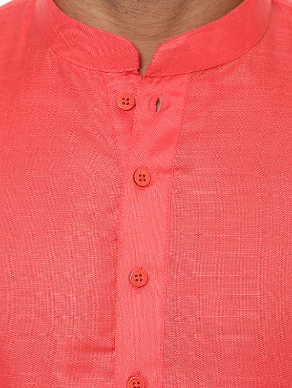 coral solid kurta pyjama set - 17425362 - Standard Image - 4