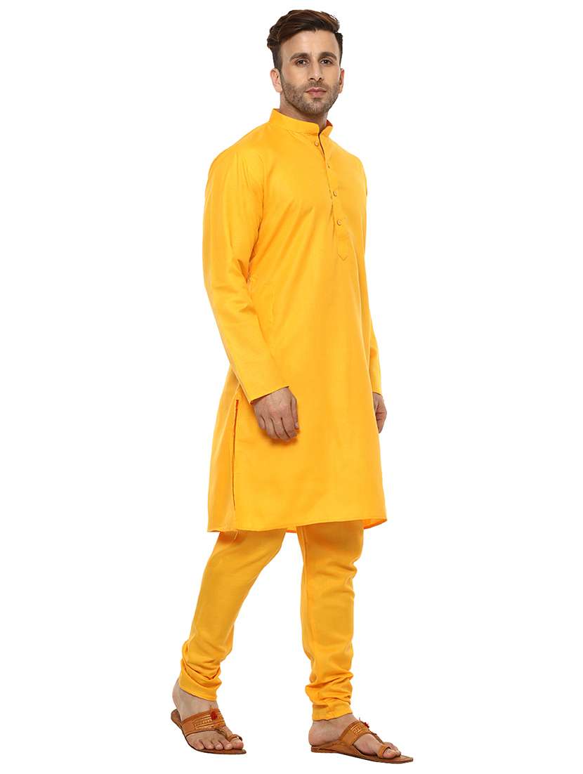 yellow solid kurta pyjama set - 17425364 - Standard Image - 1