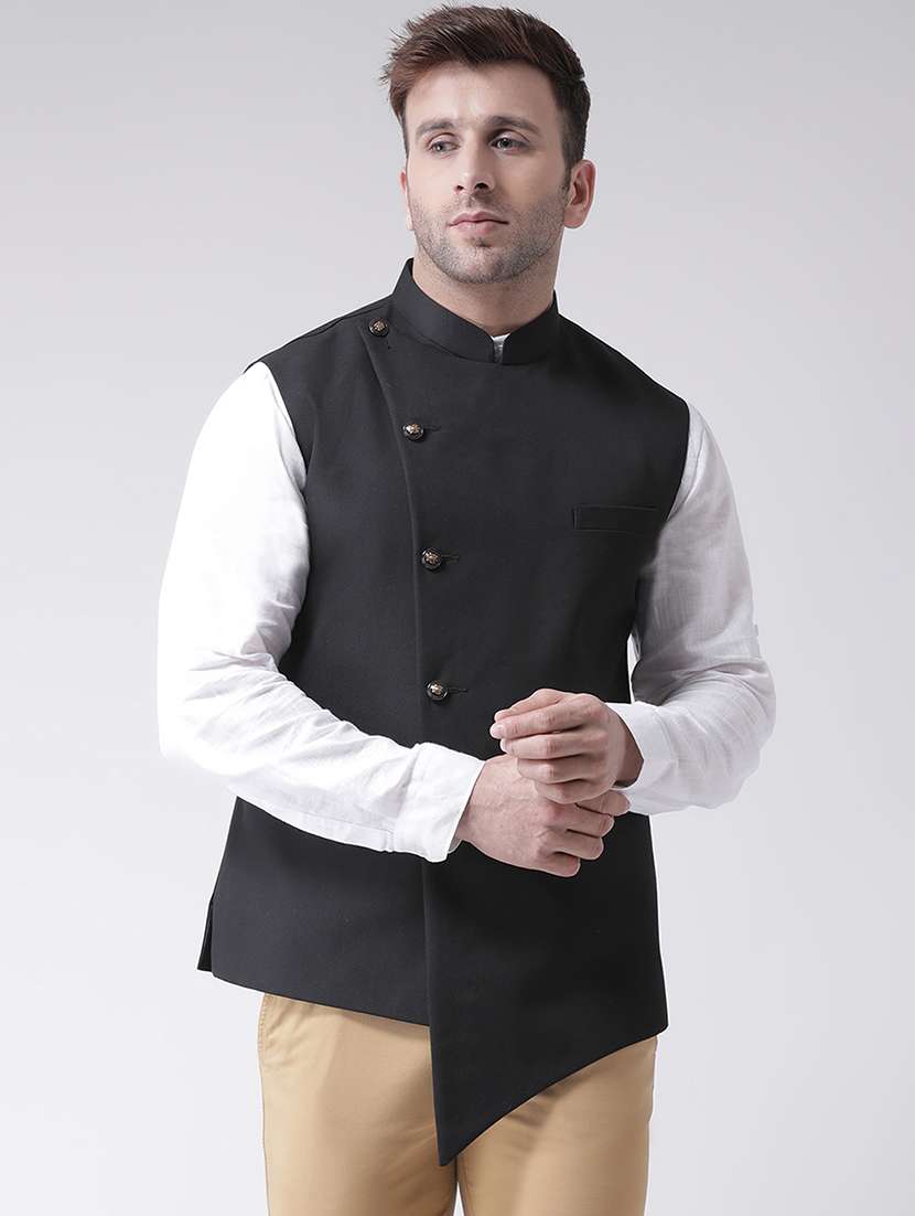 black solid nehru jacket