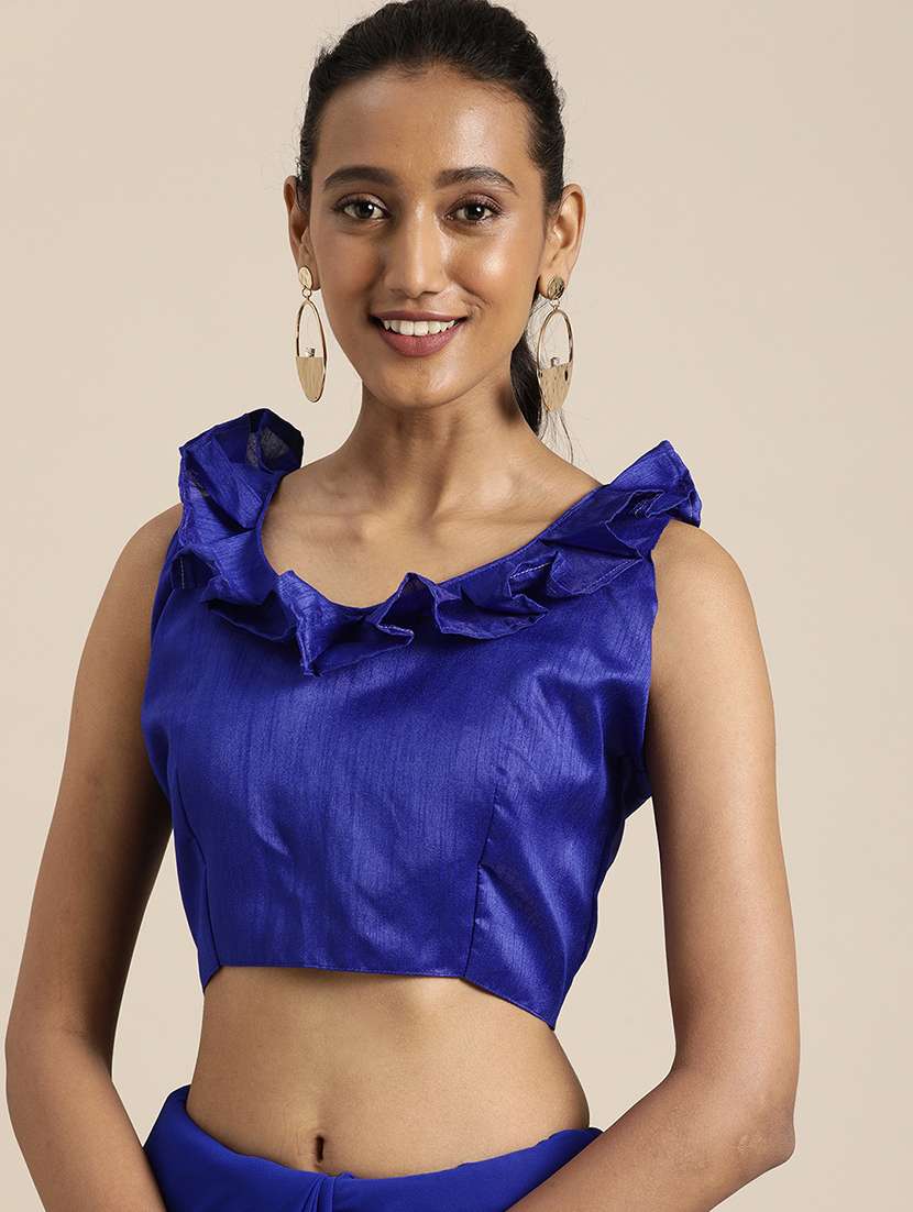 Solid Embellished Saree With Blouse