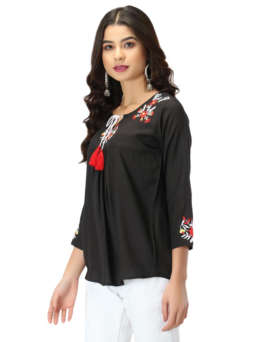 tie up neck embroidered top  - 17426601 -  Standard Image - 1