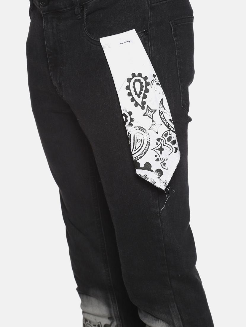 mens skinny fit laser print jeans - 17426910 - Standard Image - 4