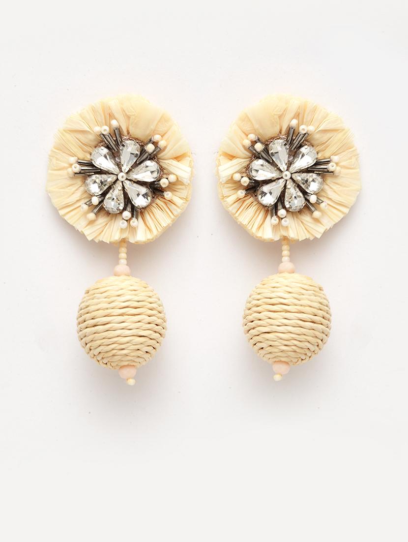 beige metal drop earring - 17428166 -  Zoom Image - 0