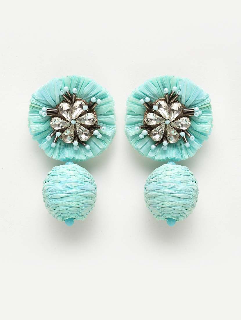 blue metal drop earring