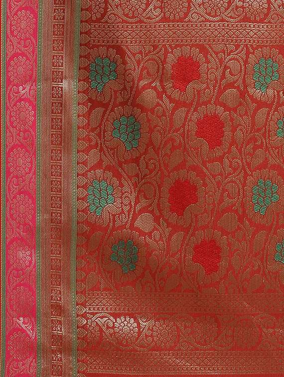 women's banarasi saree with blouse - 17428350 - Standard Image - 4