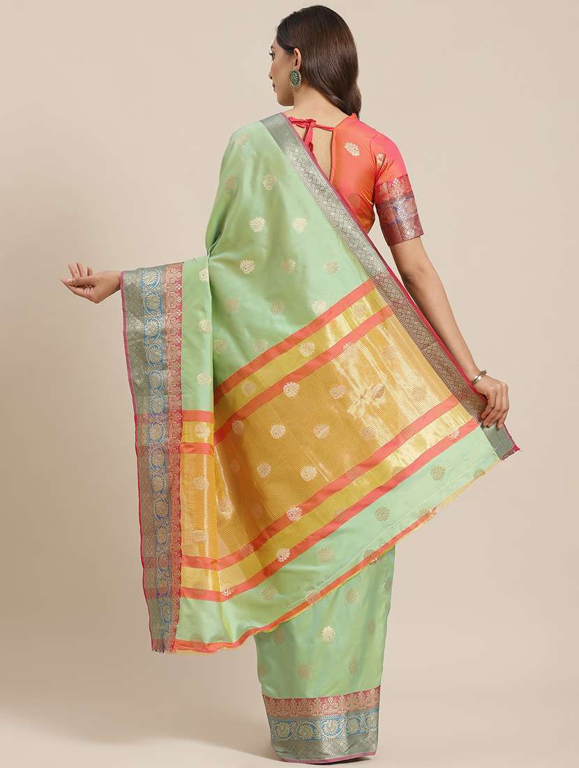 neo mint banarasi saree - 17428351 - Standard Image - 1