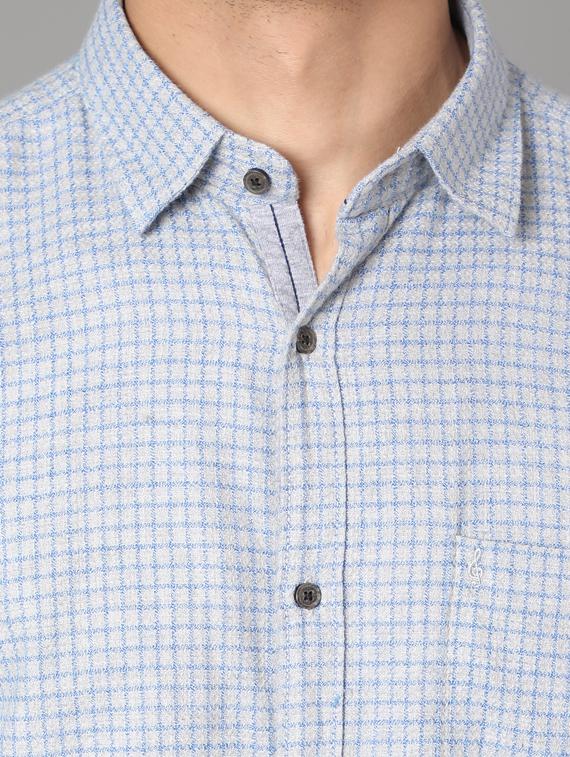 light blue checkered casual shirt - 17428460 - Standard Image - 4