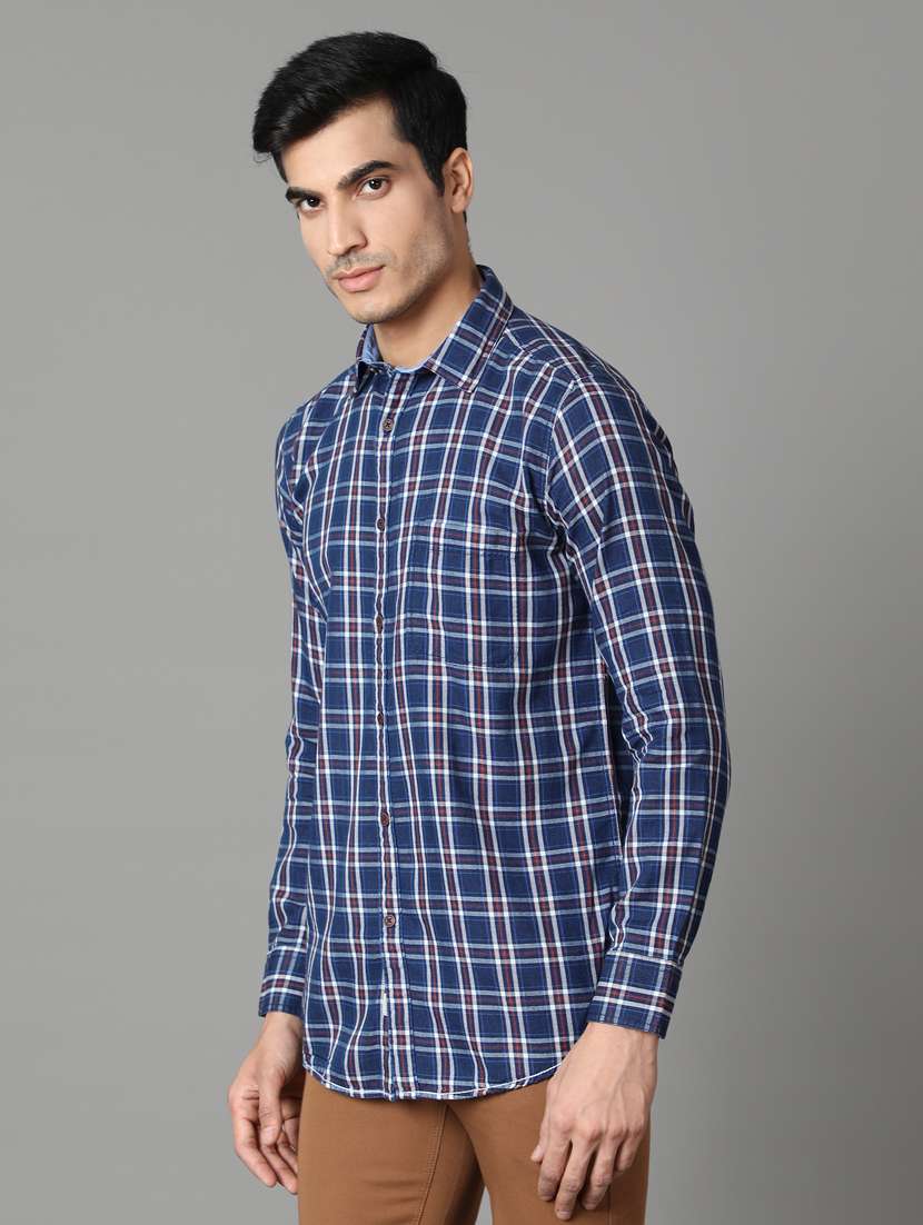 navy blue checkered casual shirt - 17428463 -  Standard Image - 1