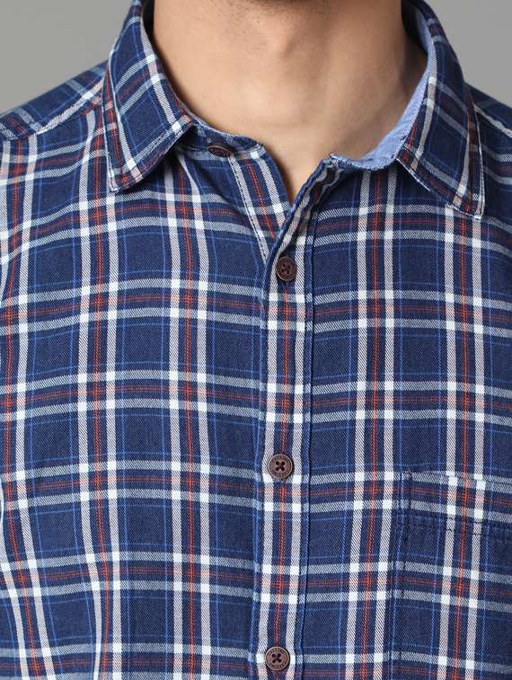navy blue checkered casual shirt - 17428463 -  Standard Image - 4
